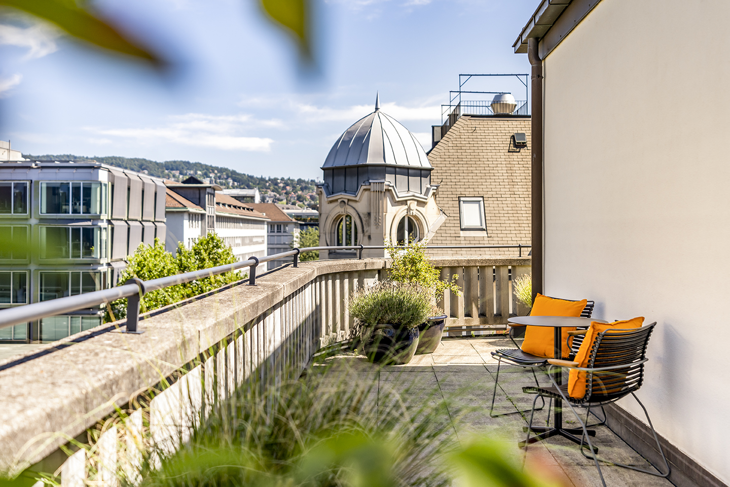 Terrace of Castellan Suite at Neues Schloss Privat Hotel Zürich